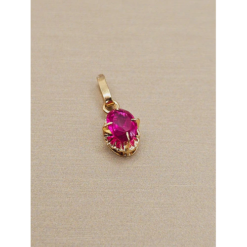Colgante chaton ovalado con rubí 17 mm 1.1 grs Oro