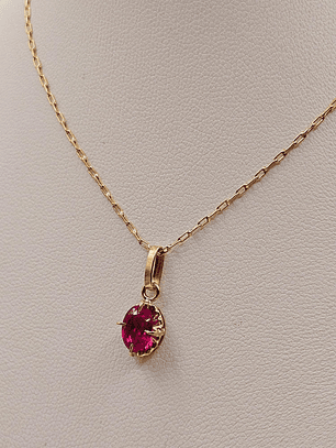 Cadena limada 50 cm y colgante chaton rubí 3 grs Oro 18k