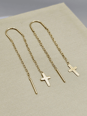 Aros cadena y cruz 48 mm 1.3 Oro 18k