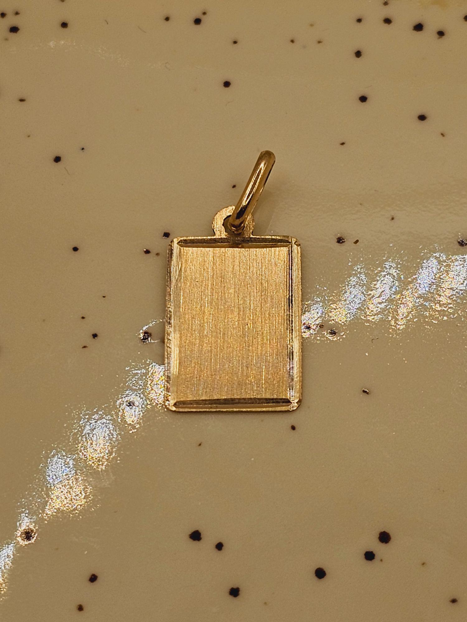 Colgante placa satinada 23 mm 1.3 grs Oro 18k 3