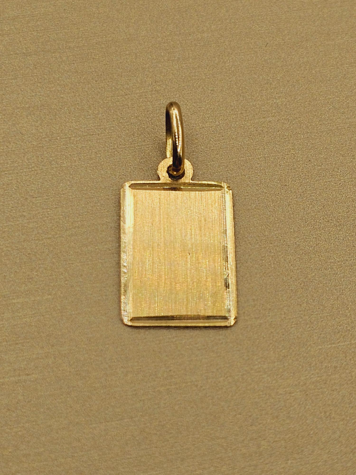 Colgante placa satinada 23 mm 1.3 grs Oro 18k 1
