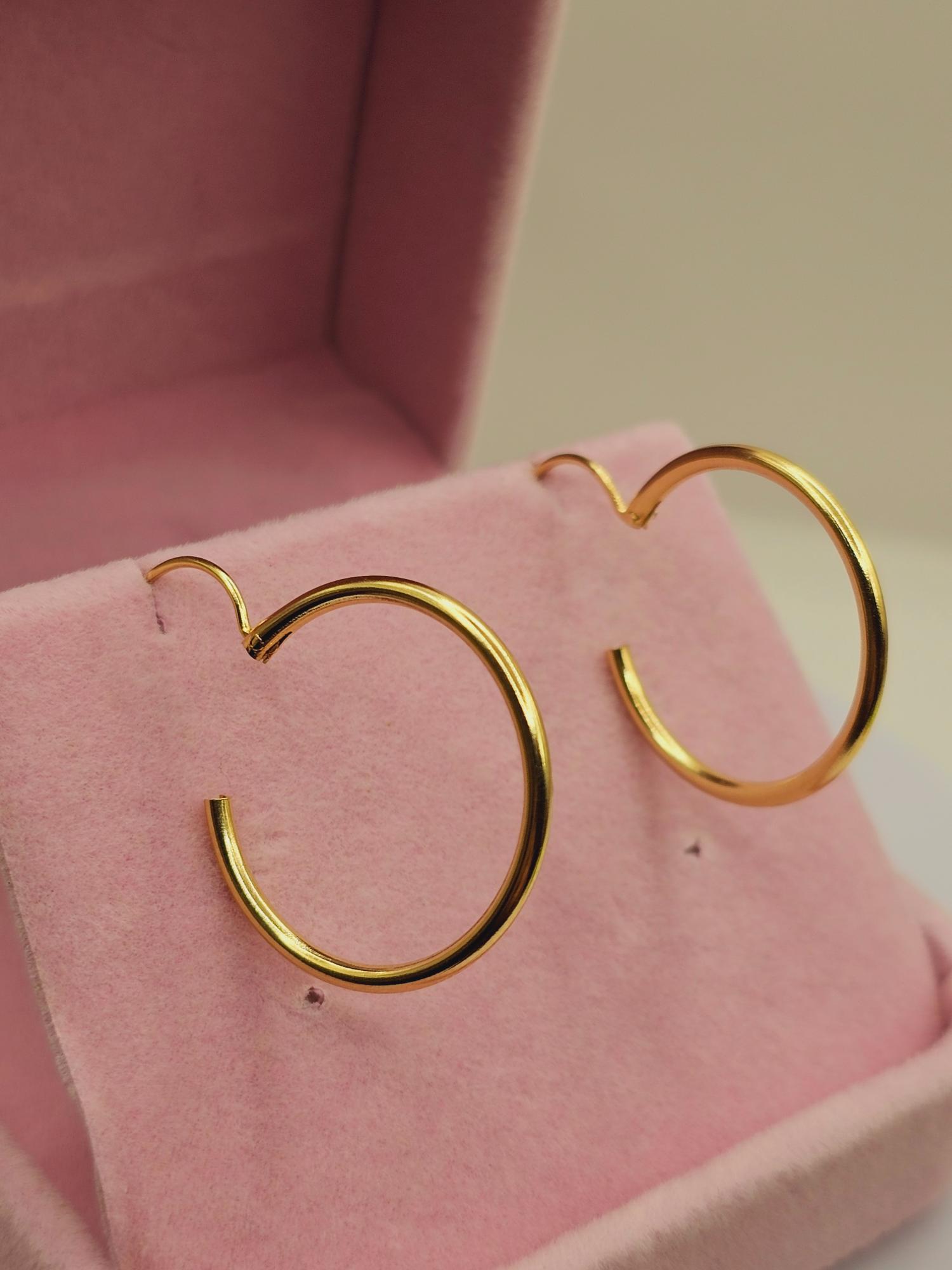 Aros argolla tubo con gancho 31 mm 2.4 grs Oro 18k 1