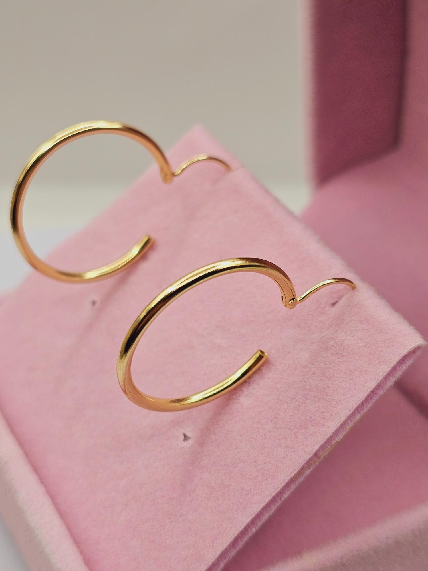 Aros argolla tubo con gancho 31 mm 2.4 grs Oro 18k 3