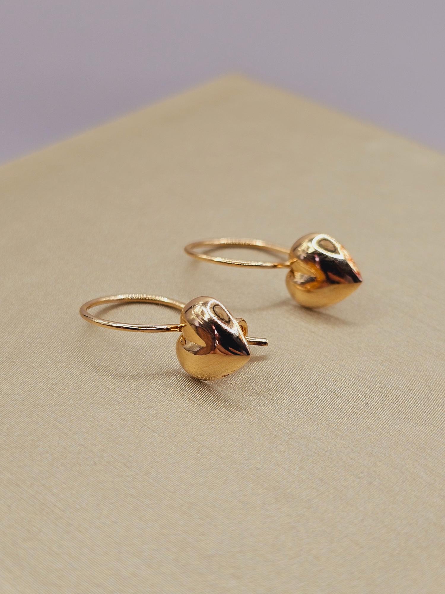 Aros corazón con gancho 2 cm 1 gr Oro 18k 1