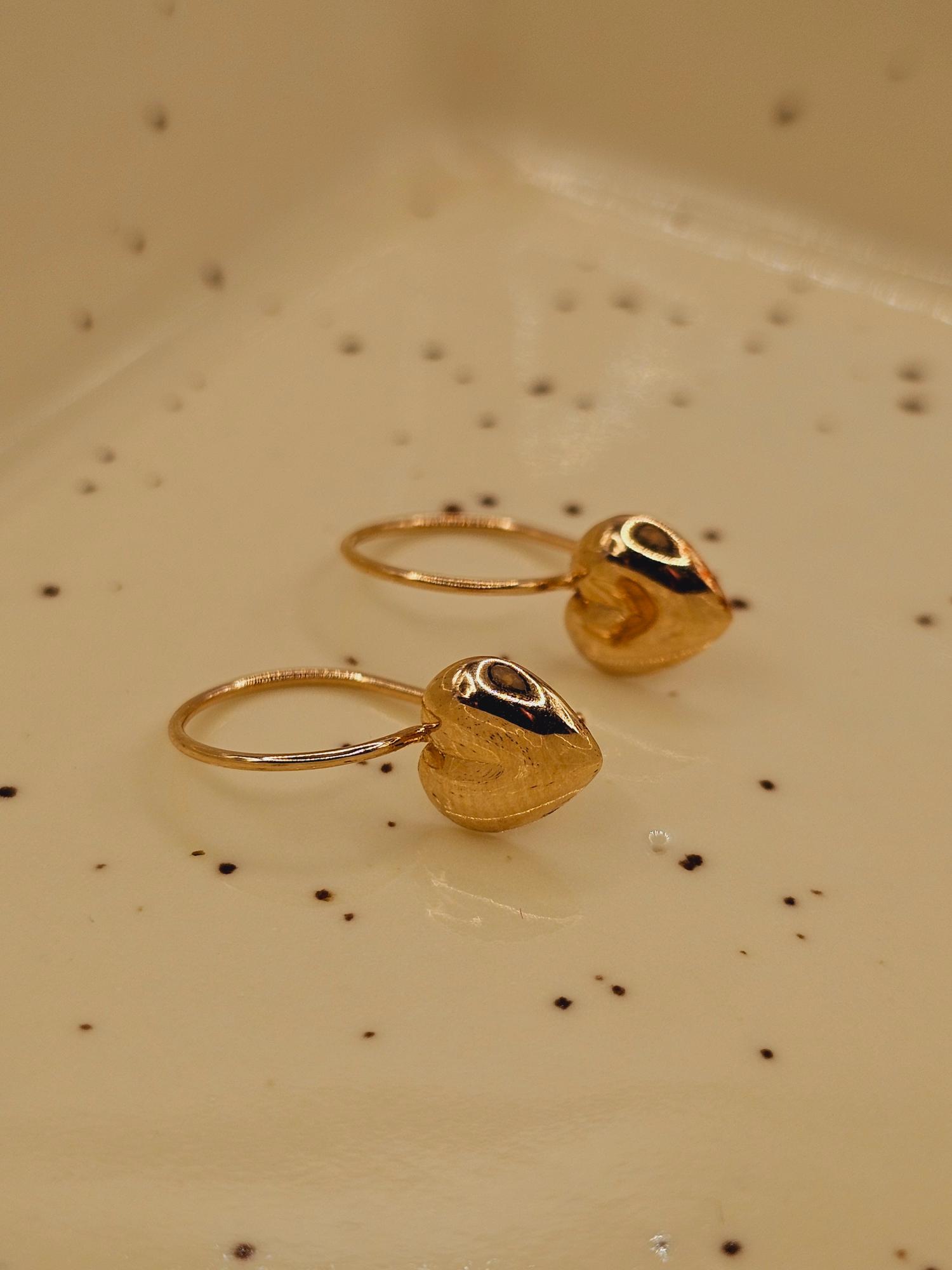 Aros corazón con gancho 2 cm 1 gr Oro 18k 3