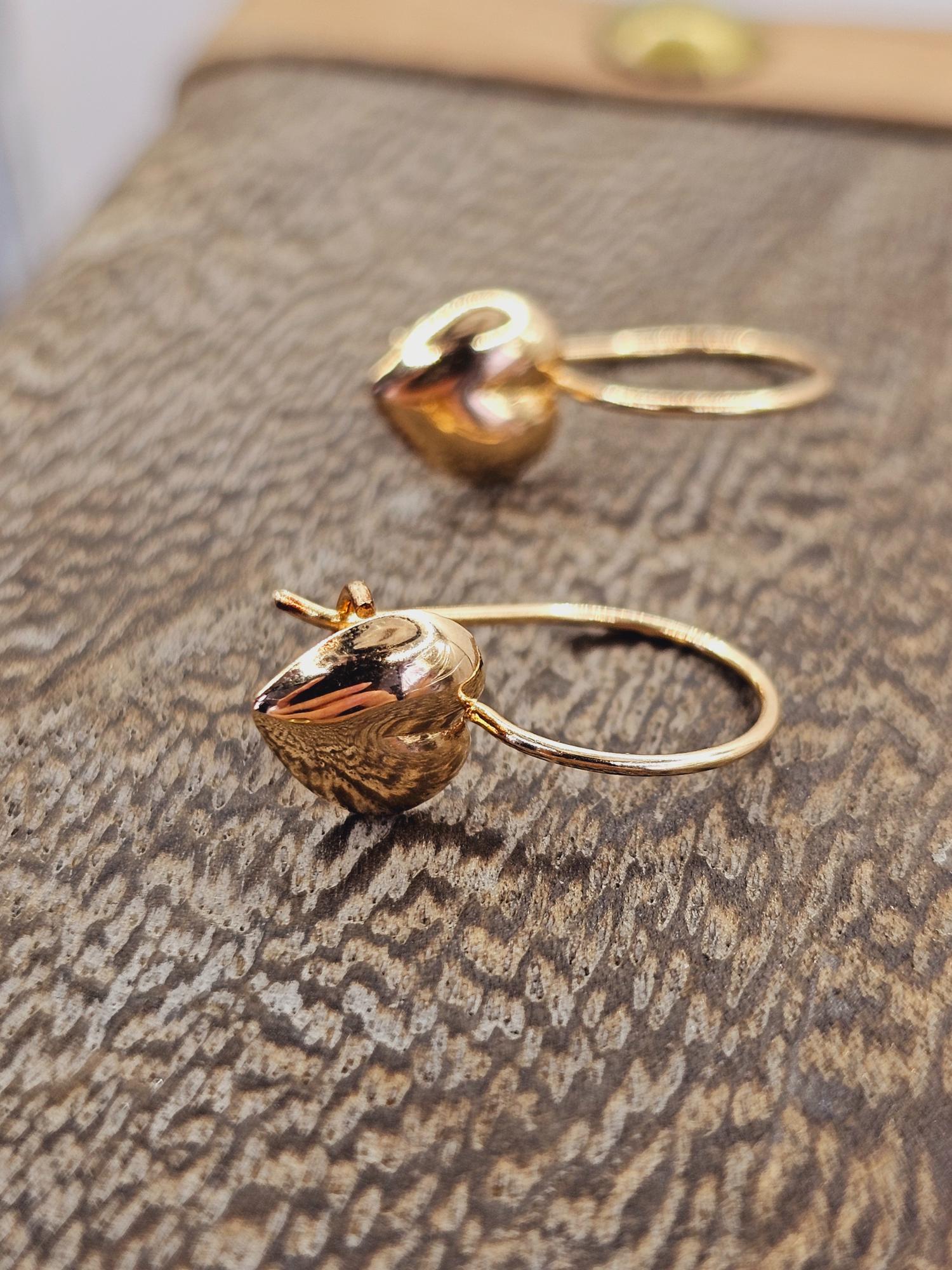 Aros corazón con gancho 2 cm 1 gr Oro 18k 4