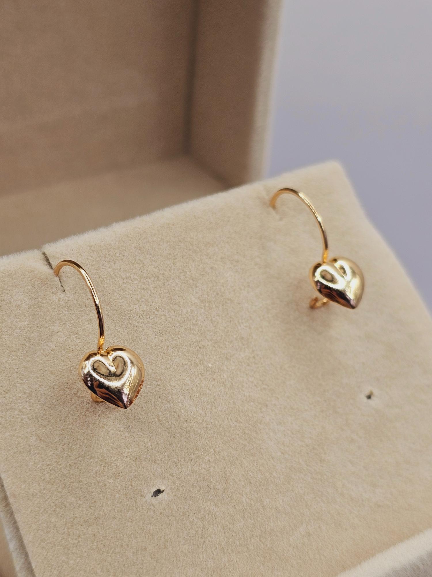 Aros corazón con gancho 2 cm 1 gr Oro 18k 5