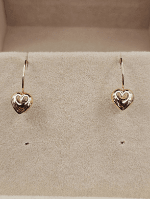 Aros corazón con gancho 2 cm 1 gr Oro 18k