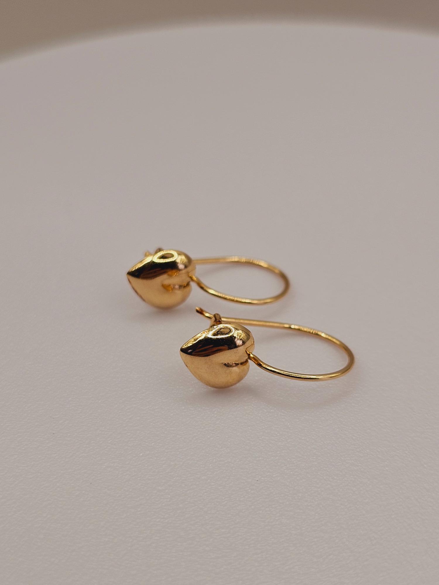 Aros corazón con gancho 2 cm 1 gr Oro 18k 7