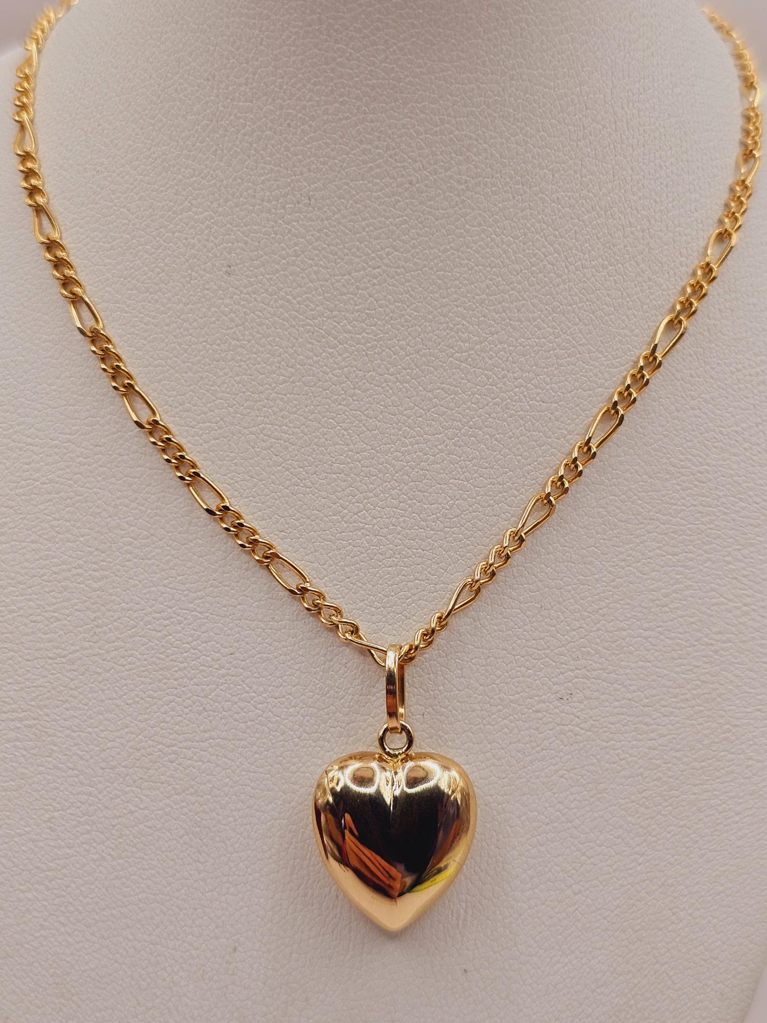 Cadena cartier 50 cm y corazón inflado 2.5 cm 6.4 grs Oro 18k  1