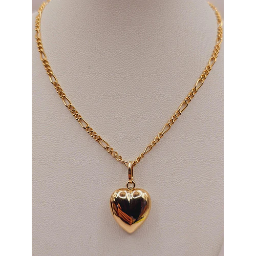 Cadena cartier 50 cm y corazón inflado 2.5 cm 6.4 grs Oro 18k 