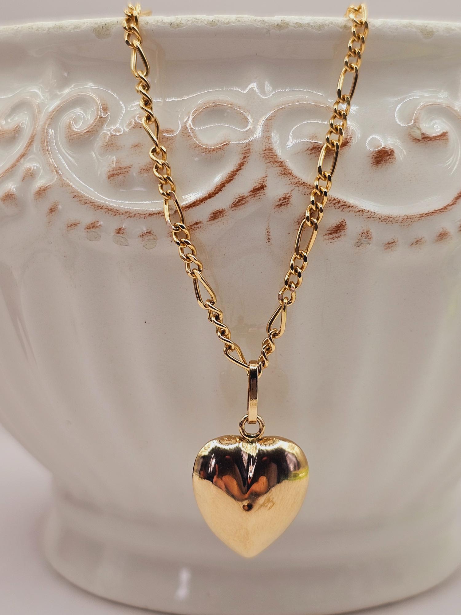 Cadena cartier 50 cm y corazón inflado 2.5 cm 6.4 grs Oro 18k  5