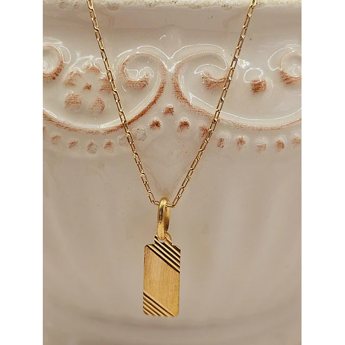 Cadena limada 50 cm y colgante placa 2 cm 2.6 grs Oro 18k 