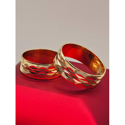 Argollas de matrimonio satinada hojas centro 7 mm 8 grs Oro 18k