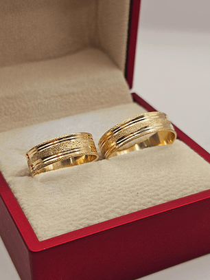 Argollas de matrimonio satinadas brillo 6 mm 6 grs Oro 18k