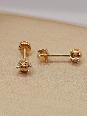 Aros bolita pistilo 6 mm 1.2 grs Oro 18k