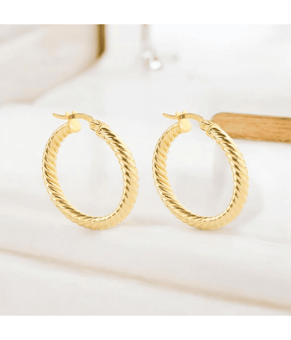 Aros argollas espiral 2.5 grs Oro amarillo 18k