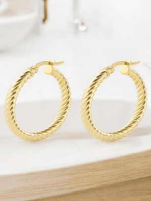 Aros argollas espiral 2.5 grs Oro amarillo 18k