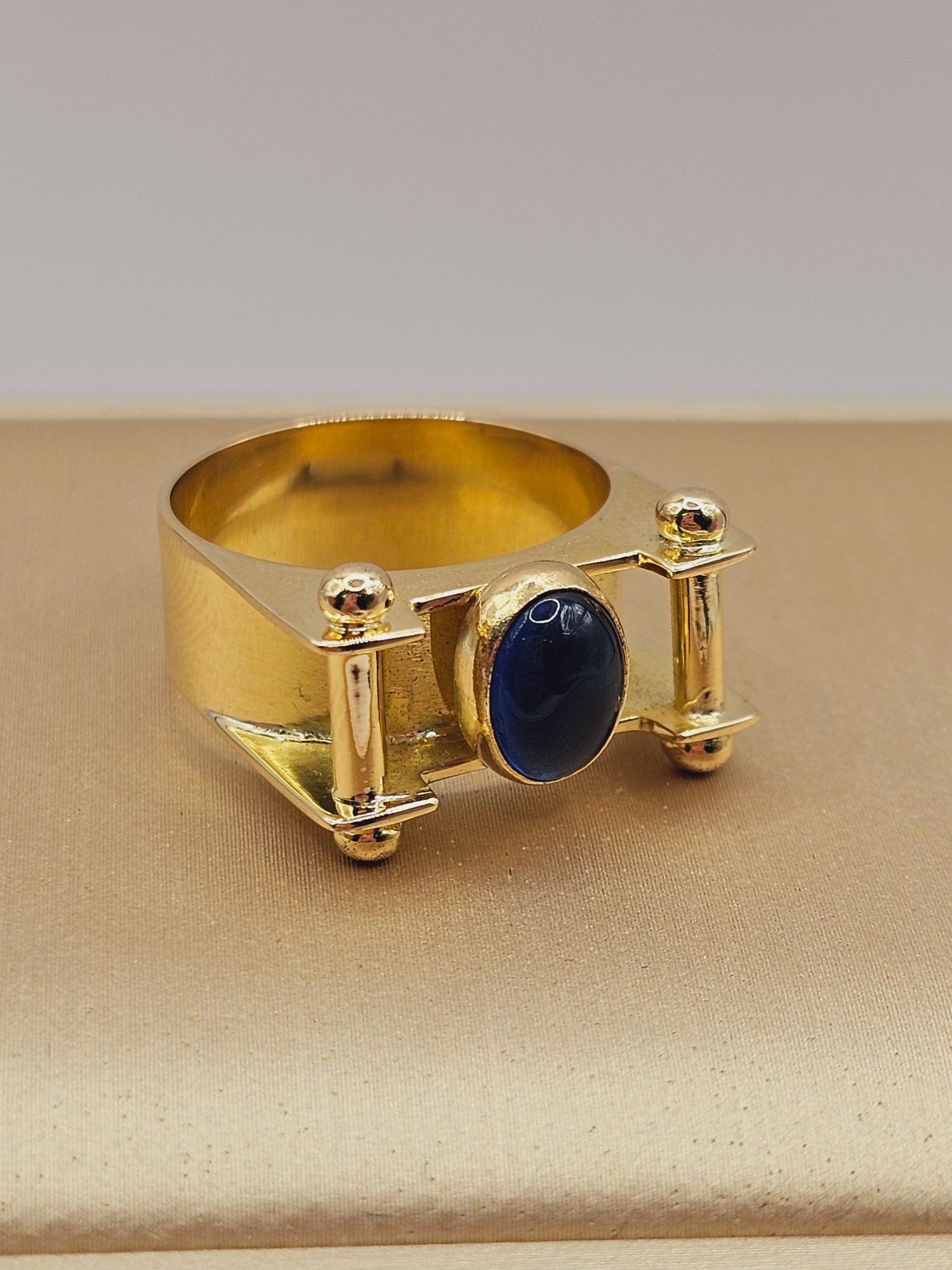 Anillo reina Charlotte con zafiro azul ovalado 8 grs Oro 18k 4