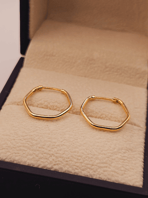 Aros argollas hexagonal 18 mm 1.5 grs Oro 18k