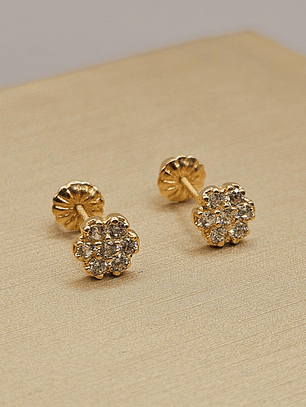 Aros flor circones 6 mm 1.2 grs Oro 18k