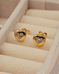 Aros corazón circon 7.5 mm 1.5 grs Oro 18k