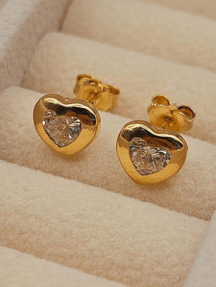 Aros corazón circon 7.5 mm 1.5 grs Oro 18k