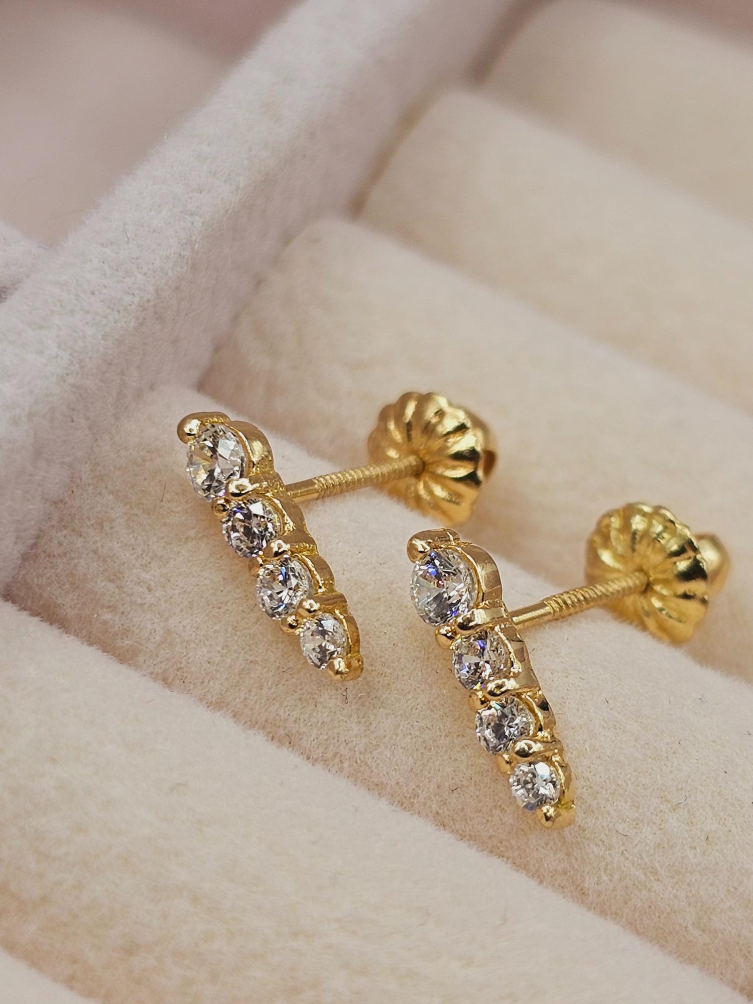 Aros princesa circones 1 cm 1 gr Oro 18k 4