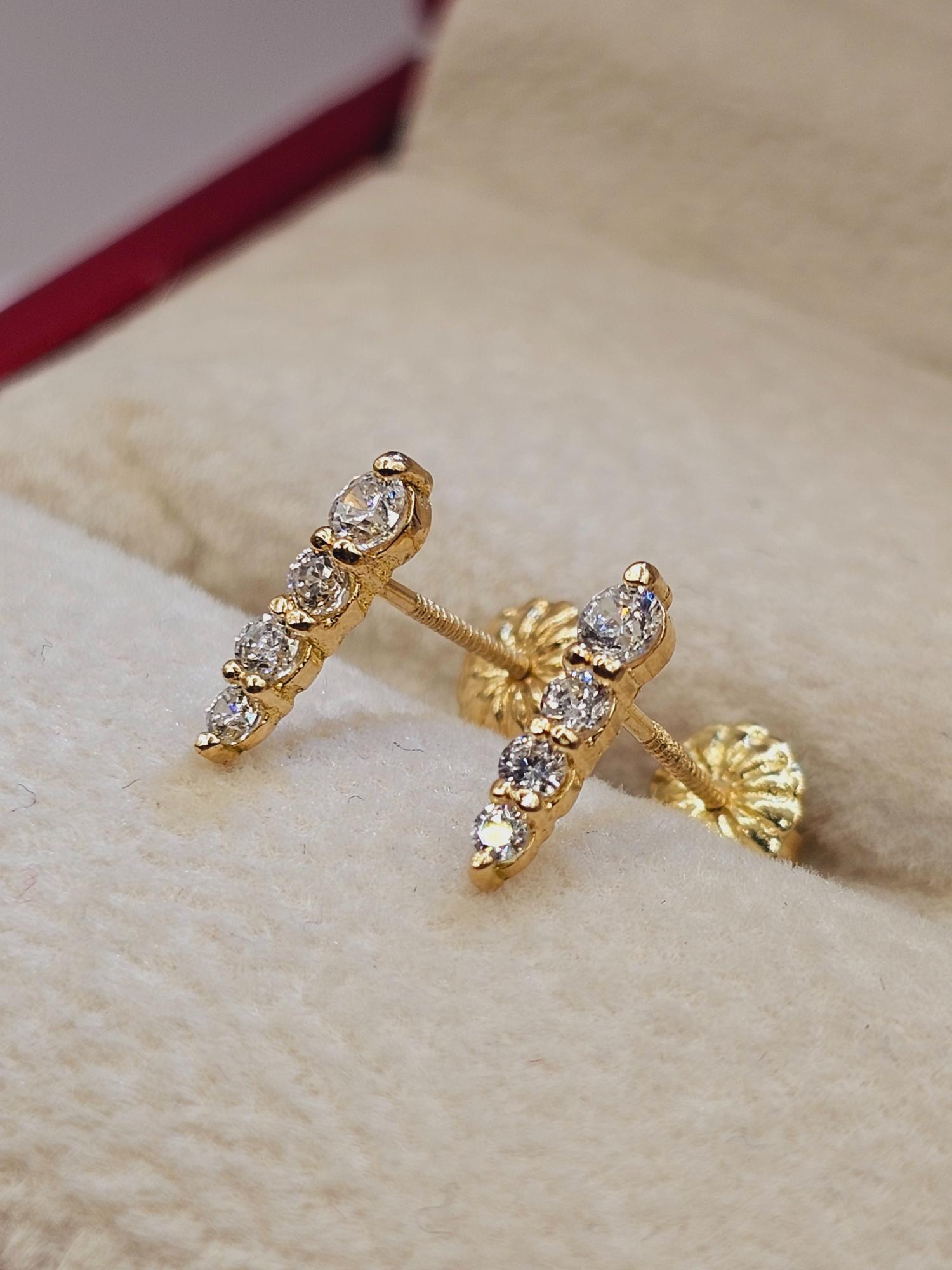 Aros princesa circones 1 cm 1 gr Oro 18k 5