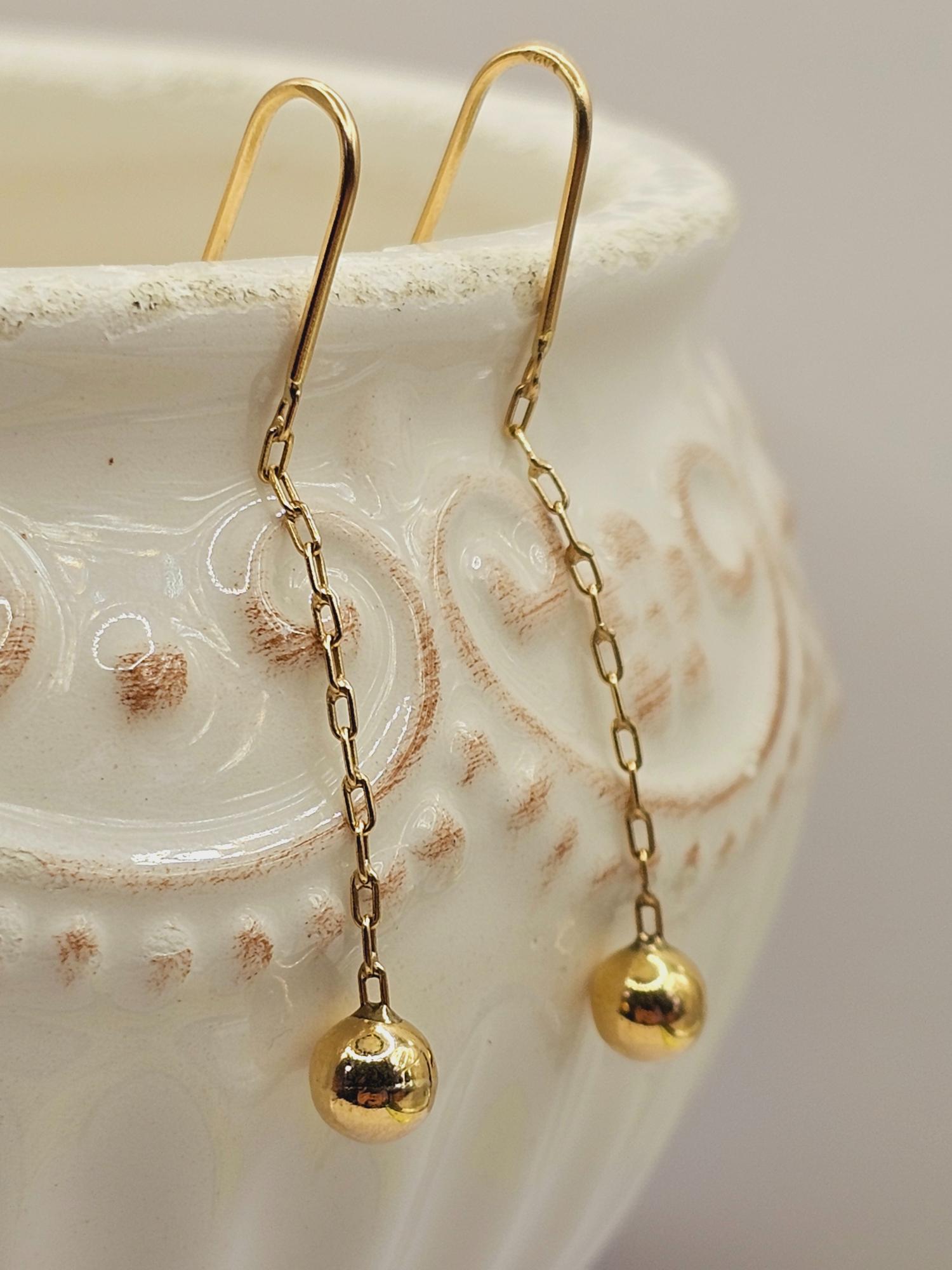 Aros cadena bolita 43 mm 1.4 grs Oro 18k 4