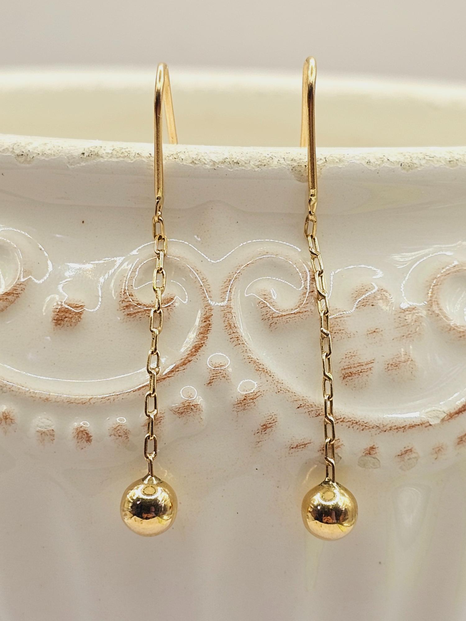 Aros cadena bolita 43 mm 1.4 grs Oro 18k 2