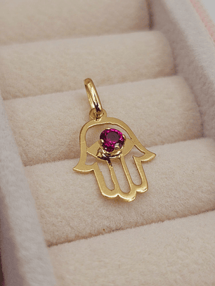 Colgante mano de fátima rubí 2.1 cm 1 gr Oro 18k