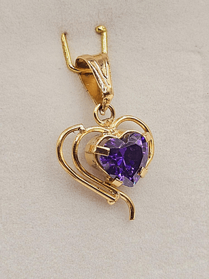 Colgante corazón amatista 2.4 cm 1.7 grs Oro 18k