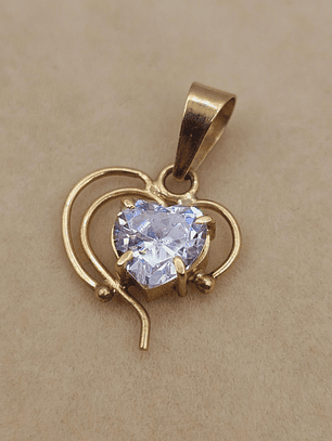 Colgante corazón circón 2.2 cm 1.5 grs Oro 18k