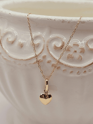 Cadena limada 50 cm y corazón 1.4 cm 1.6 grs Oro 18k 