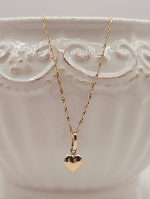 Cadena singapur 50 cm y colgante corazón 1.4 cm 1.5 grs Oro 18k