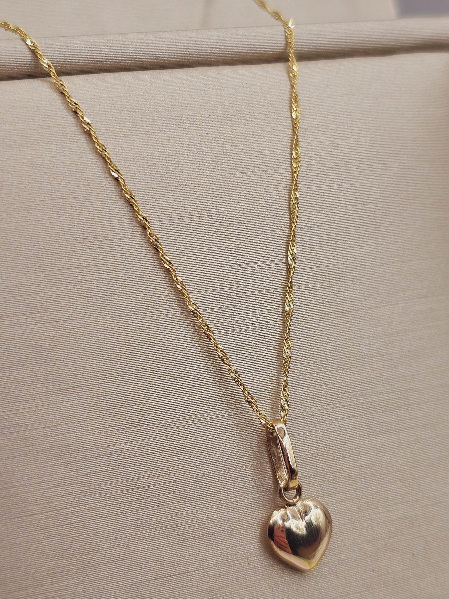 Cadena singapur 50 cm y colgante corazón 1.4 cm 1.5 grs Oro 18k 5