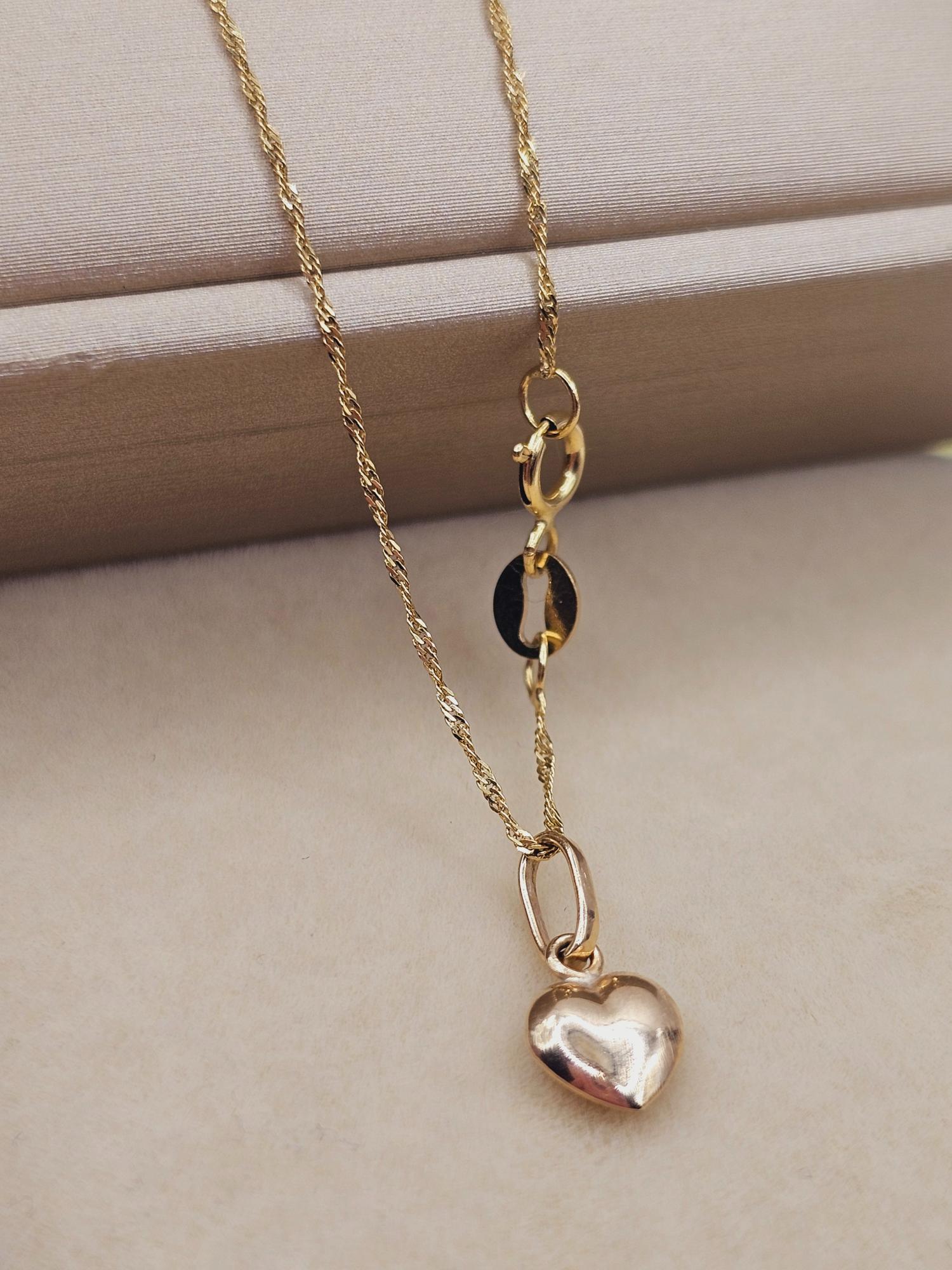 Cadena singapur 50 cm y colgante corazón 1.4 cm 1.5 grs Oro 18k 6