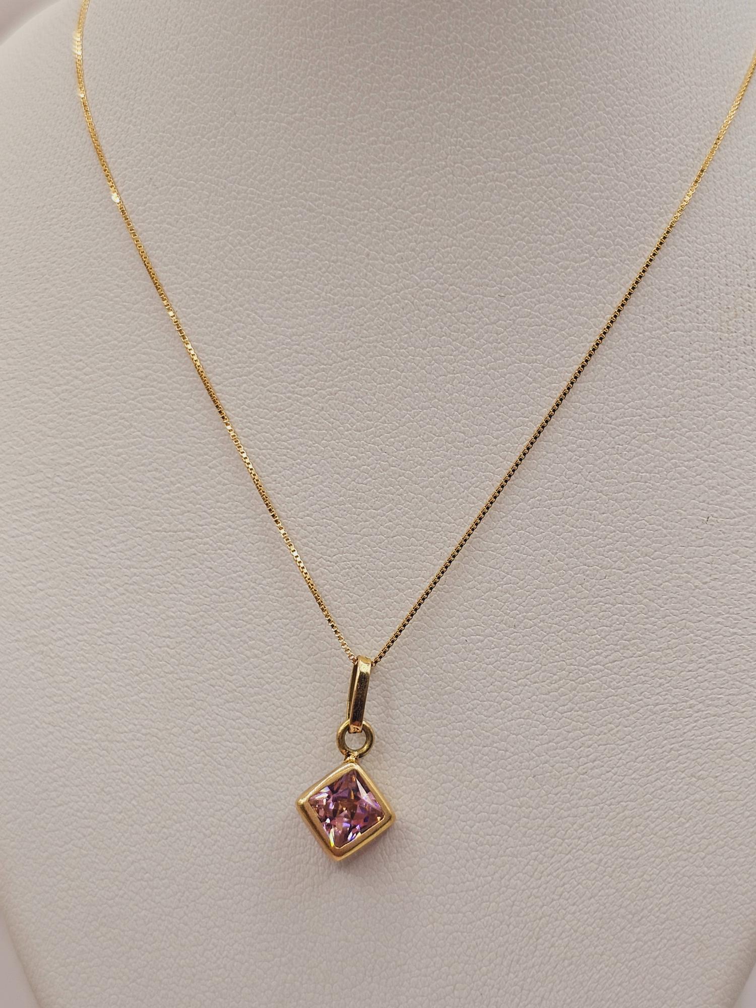 Cadena Veneciana 45 cm italiana y colgante rombo rosa de Francia 1.8 cm 2 grs Oro 18k 3