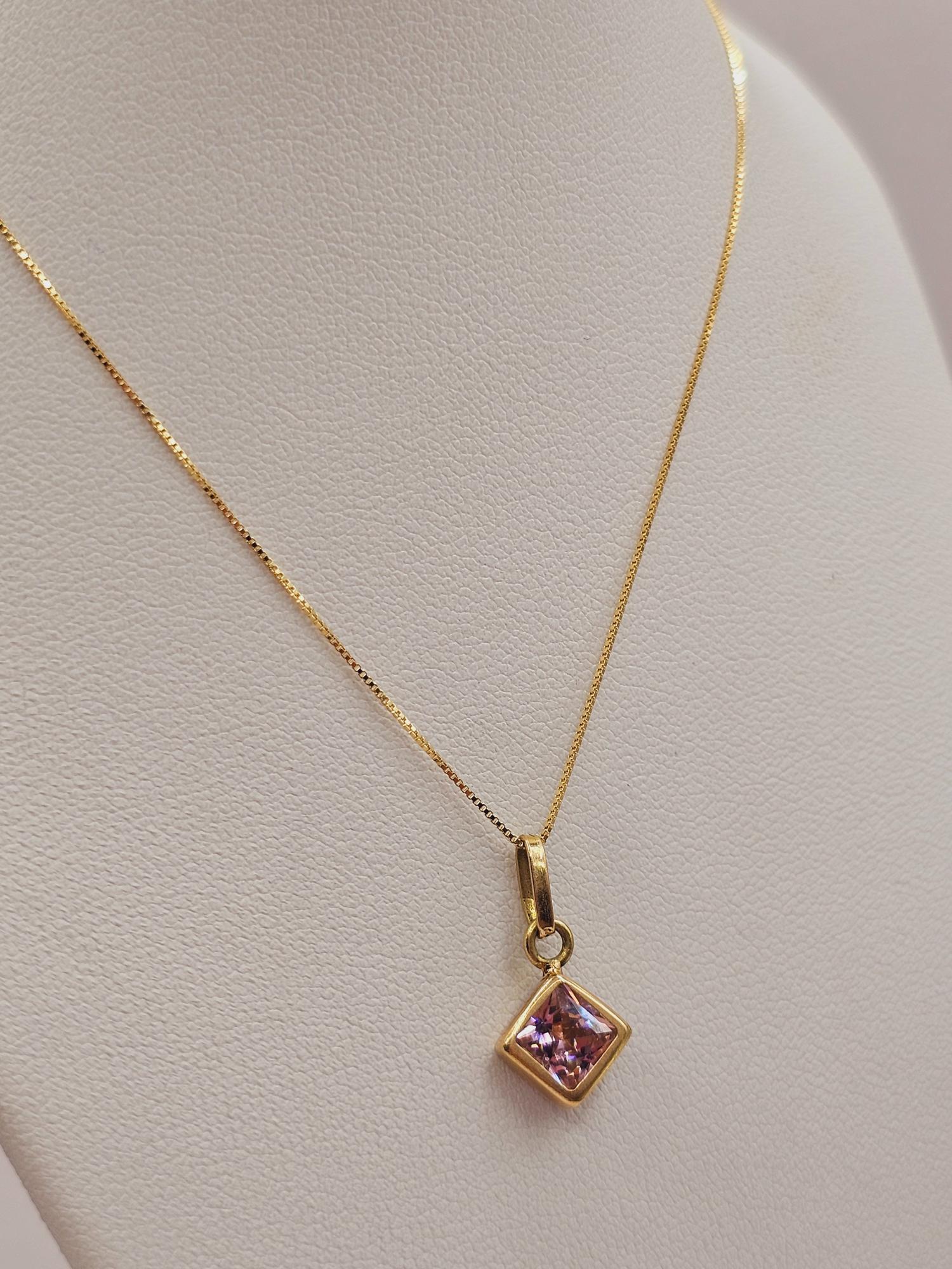 Cadena Veneciana 45 cm italiana y colgante rombo rosa de Francia 1.8 cm 2 grs Oro 18k 5