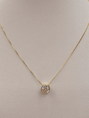 Cadena veneciana 45 cm y colgante punto de luz circón 6 mm 1.7 grs Oro 18k