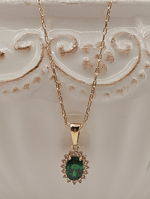 Cadena limada 50 cm y colgante lady esmeralda 1.7 cm 3 grs Oro 18k