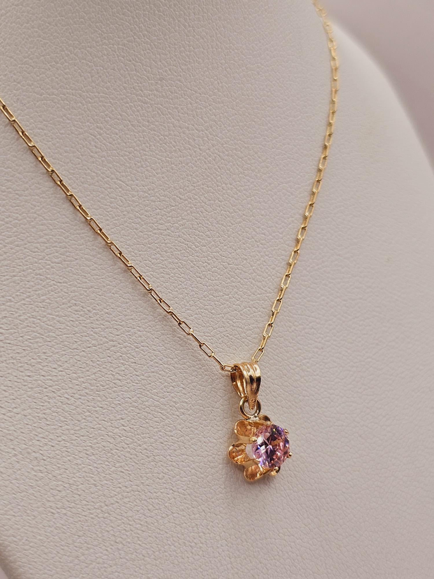 Cadena 50 cm y colgante flor rosa de francia 1.5 cm 2.8 grs Oro 18k  4