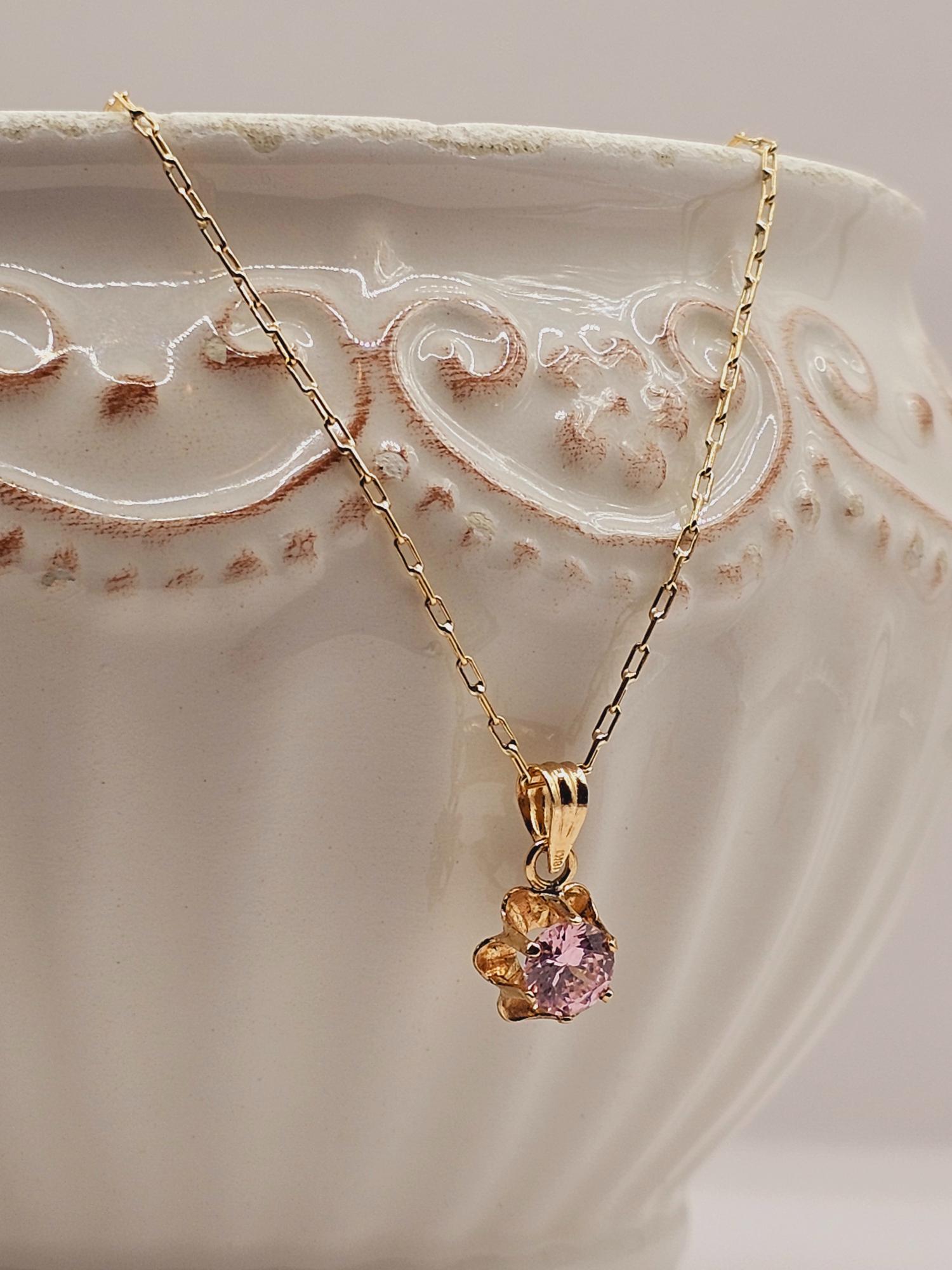 Cadena 50 cm y colgante flor rosa de francia 1.5 cm 2.8 grs Oro 18k  5