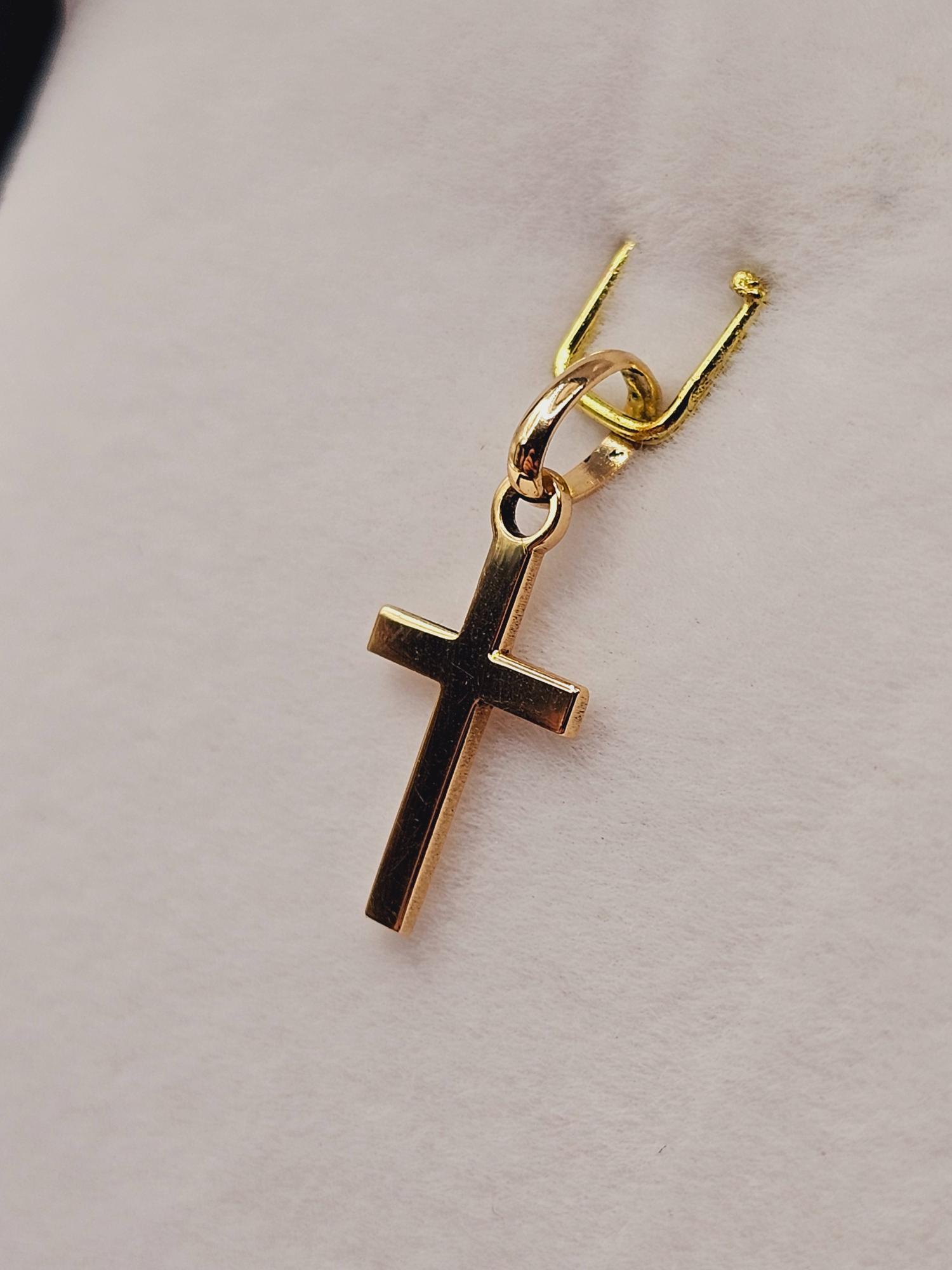 Colgante cruz palito 2 cm 0.7 grs Oro 18k 3