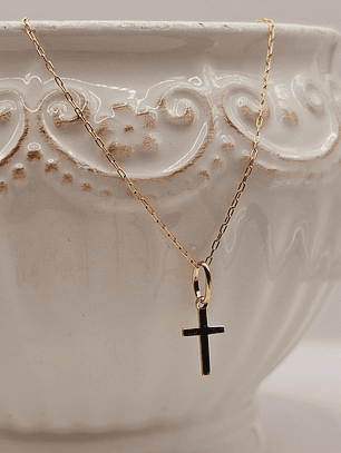 Cadena limada 50 cm y cruz palito 1.7 cm 1.5 grs Oro 18k