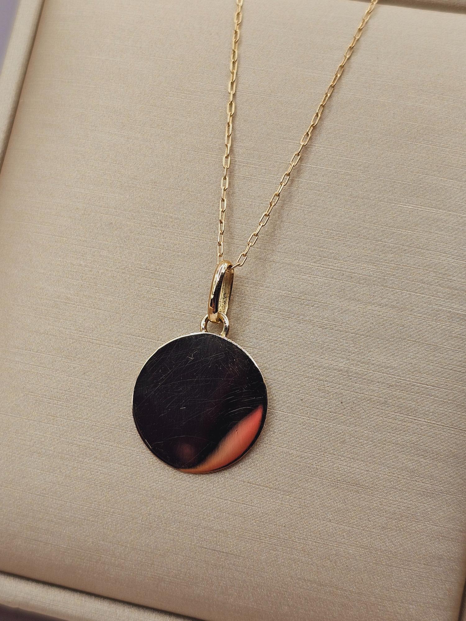 Cadena limada 50 cm y disco liso 1.6 cm 2.5 grs Oro 18k 4