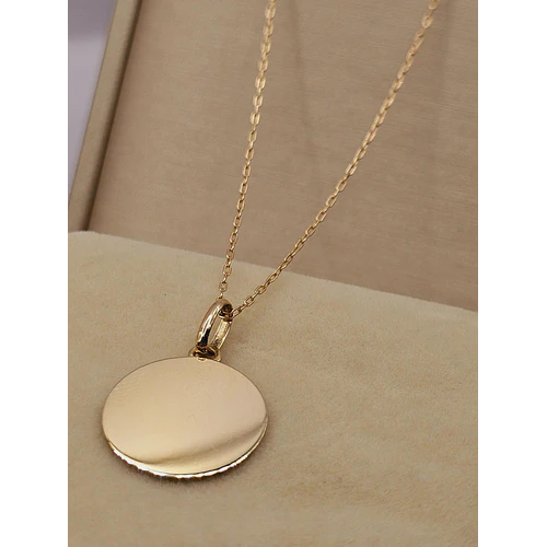 Cadena limada 50 cm y disco liso 1.6 cm 2.5 grs Oro 18k