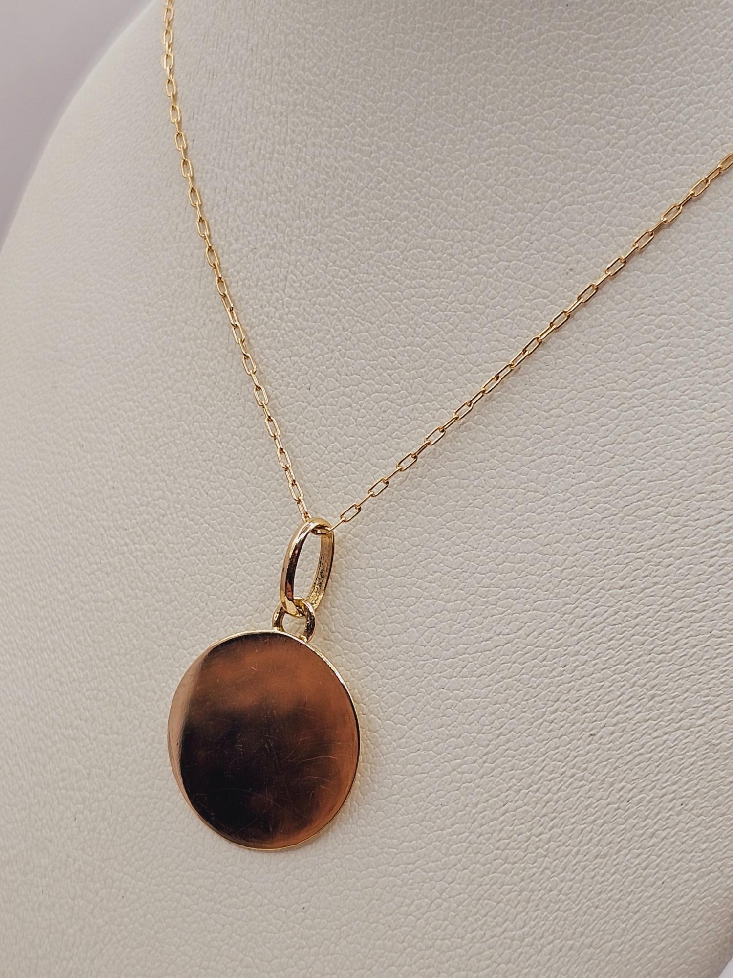 Cadena limada 50 cm y disco liso 1.6 cm 2.5 grs Oro 18k 3