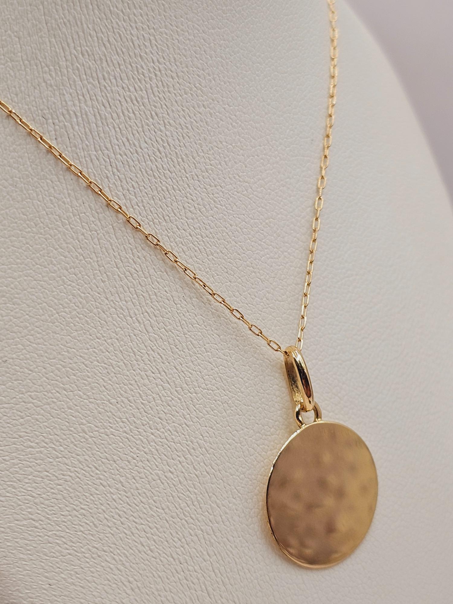 Cadena limada 50 cm y disco liso 1.6 cm 2.5 grs Oro 18k 5